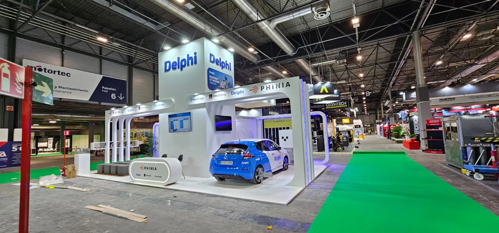 Detalle de acabados en stand de automoción para feria Motortec Madrid